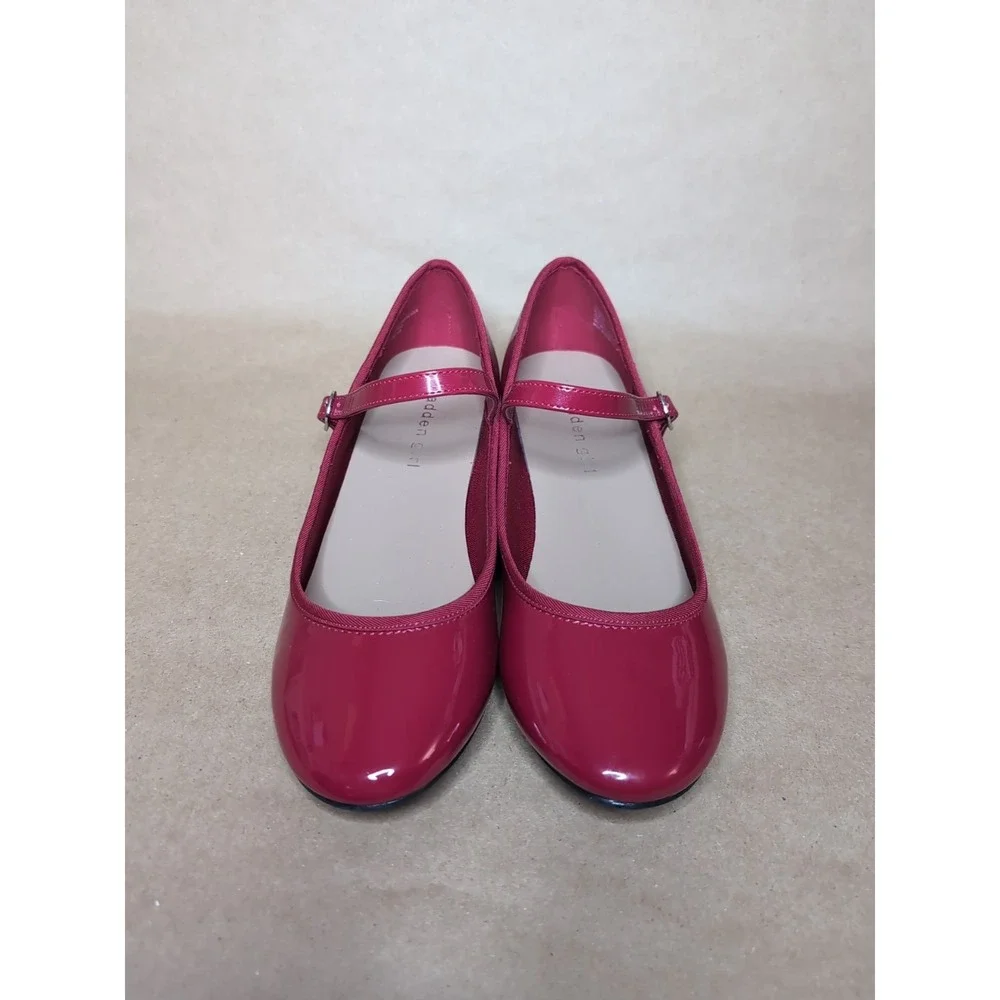 Madden Girl Sz 7‎ Tutuu Red Patent Low Heel Mary Janes Party Adjust Strap Teen